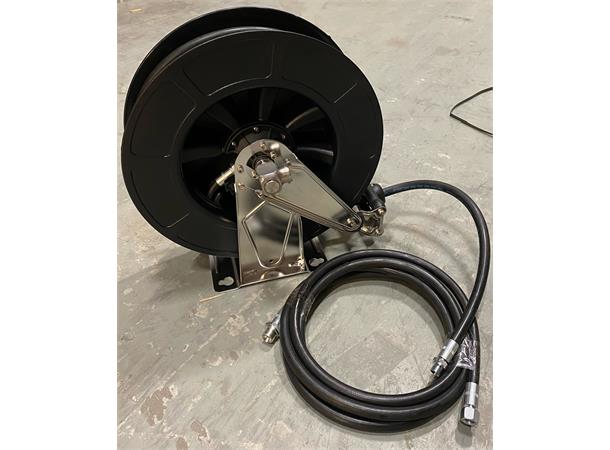 Slangetrommel kjemi, Sort  Rustfri 20M -Avfetting, spyl, AD-blue - 3/8" -16 Bar